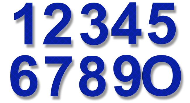 AfterGlow - Retroreflective 2 inch Numbers - Blue