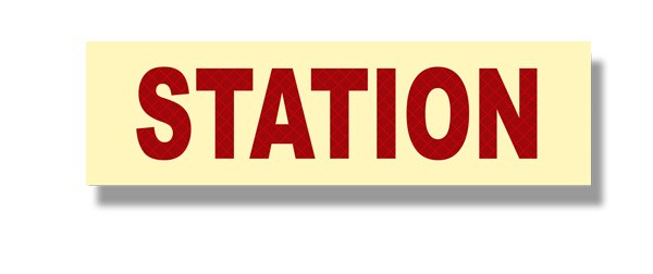 Photoluminescent STATION Sign with Retroreflective Red Letters