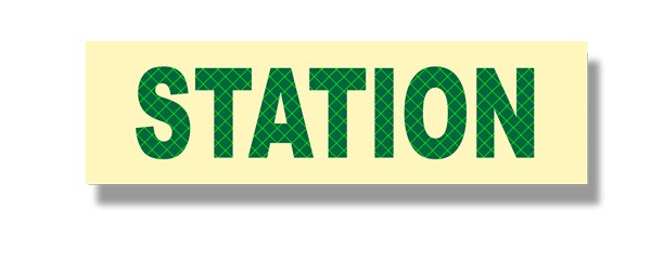 Photoluminescent STATION Sign with Retroreflective Green Letters