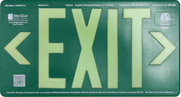 AfterGlow, LLC UL 924 EXIT Sign, Green, Single Face, 50’ Viewing Distance