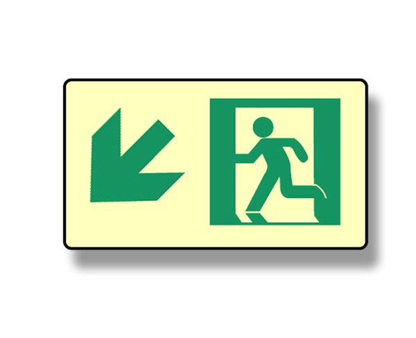 Photoluminescent Directional Down Left Sign (NYC)