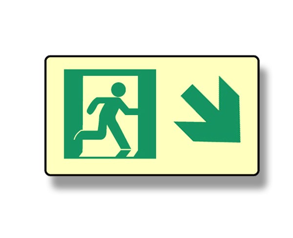 Photoluminescent Directional Down Right Sign (NYC)