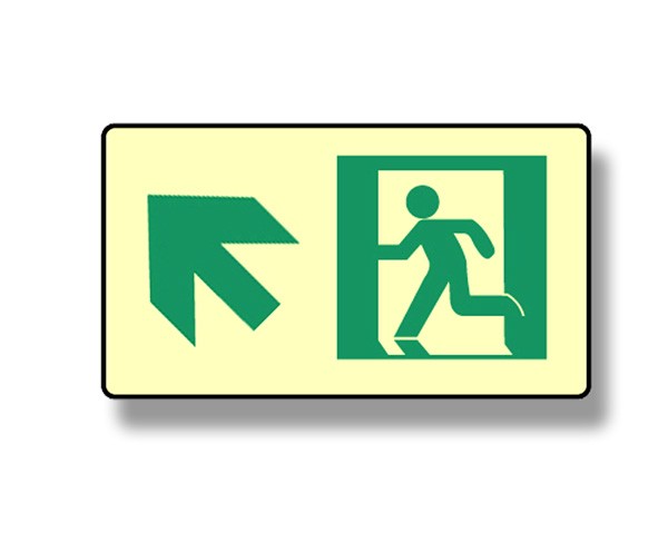 Photoluminescent Directional Up Left Sign (NYC)