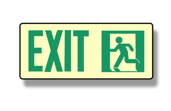 Photoluminescent Door Mounted "Exit" Left Sign (NYC)