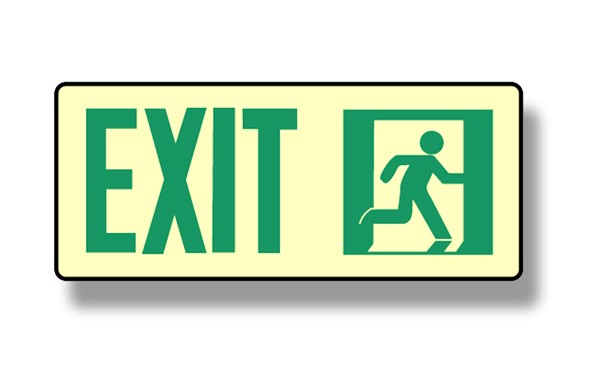 Photoluminescent Door Mounted "Exit" Right Sign (NYC)