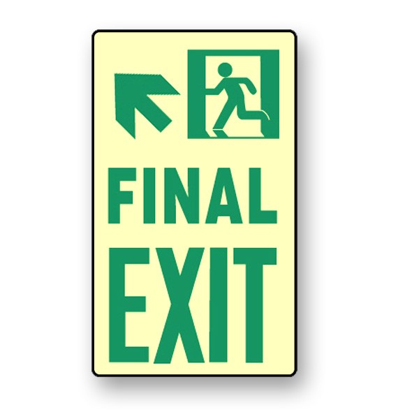 Photoluminescent Final Exit Up Left Sign (NYC)