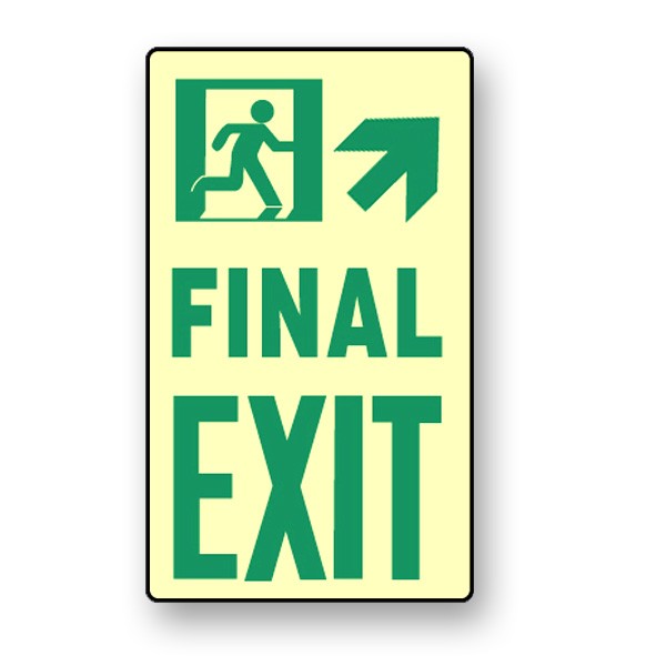 Photoluminescent Final Exit Up Right Sign (NYC)
