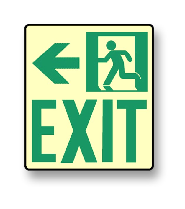 Photoluminescent Wall Mount "Exit" Left Sign (NYC)