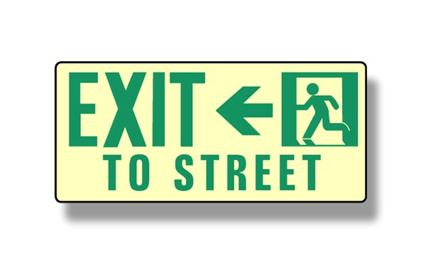 Photoluminescent Exit To Street Left Sign (NYC)