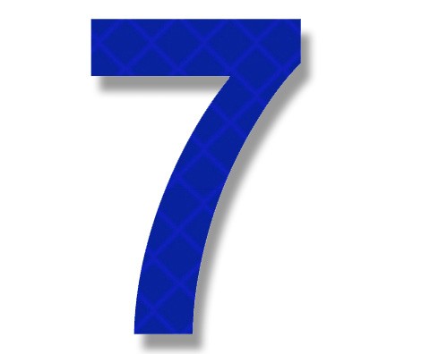 Retroreflective 2 inch Number "7" - Blue - Package of 10
