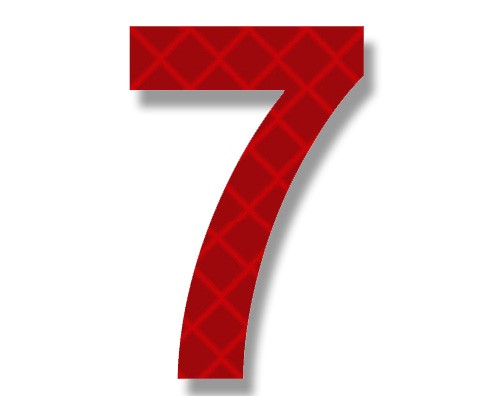 Retroreflective 2 inch Number 7 - Red - Package of 10