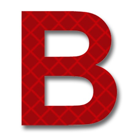 Retroreflective 2 inch Letter B - Red - Package of 10