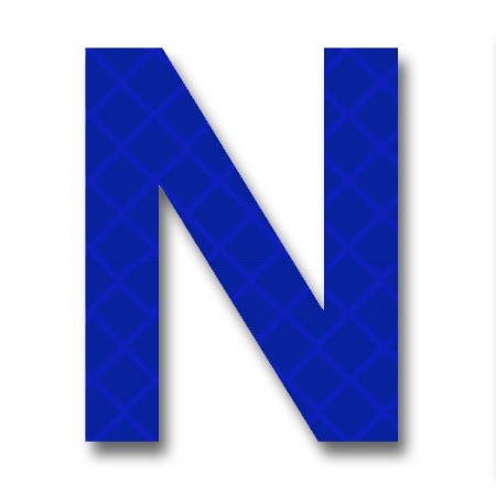 Retroreflective 2 inch Letter N - Blue - Package of 10