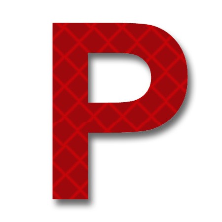 Retroreflective 2 inch Letter P - Red - Package of 10
