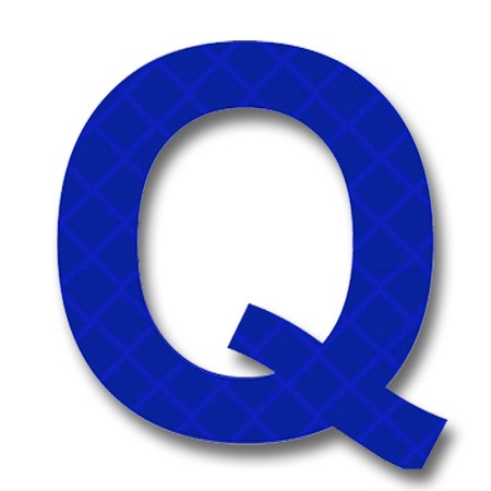 Retroreflective 2 inch Letter Q - Blue - Package of 10