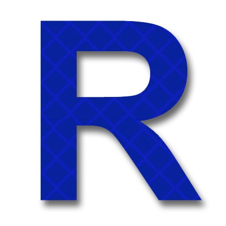 Retroreflective 2 inch Letter "R" - Blue - Package of 10