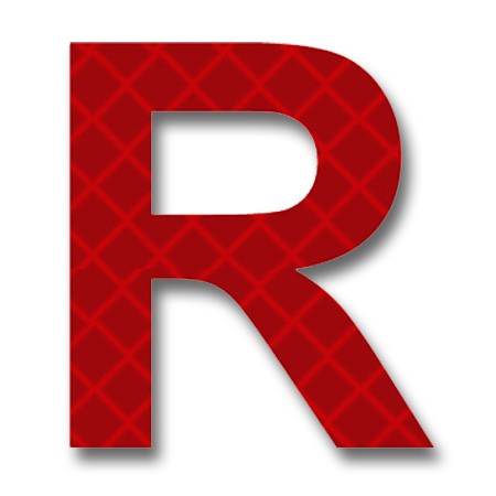 Retroreflective 2 inch Letter "R" - Red - Package of 10