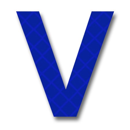 Retroreflective 2 inch Letter V - Blue - Package of 10