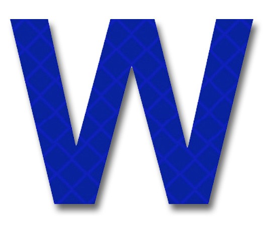 Retroreflective 2 inch Letter W - Blue - Package of 10