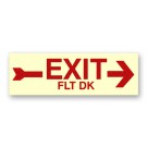 Photoluminescent EXIT FLT DK (RIGHT ARROW) Sign with Retroreflective Letters