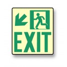 Photoluminescent Wall Mount "Exit" Down Left Sign (NYC)