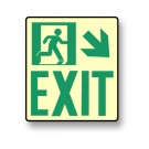 Photoluminescent Wall Mount "Exit" Down Right Sign (NYC)