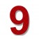 Retroreflective 2 Inch Number Nine ("9") - Red