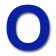 Retroreflective 2 Inch Symbol Zero ("0"), or "O" - Blue