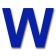 Retroreflective 2 inch Letter "W" - Blue - Package of 10